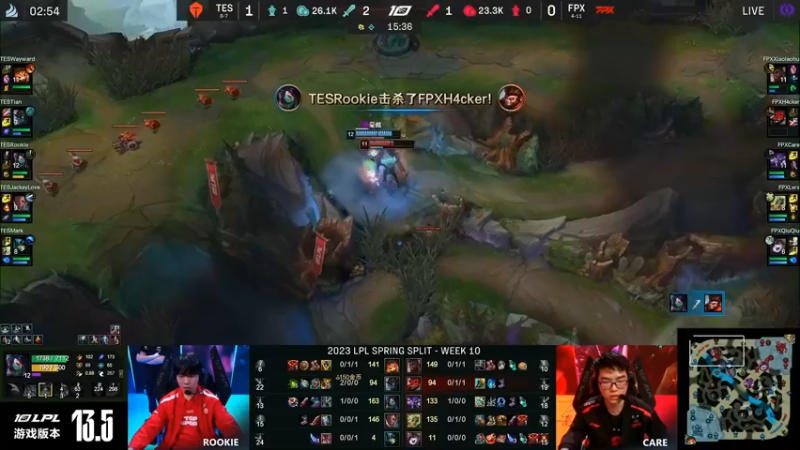 2023LPL春季赛TES肉鸡玩阿卡丽塔下击杀上单，秀啊