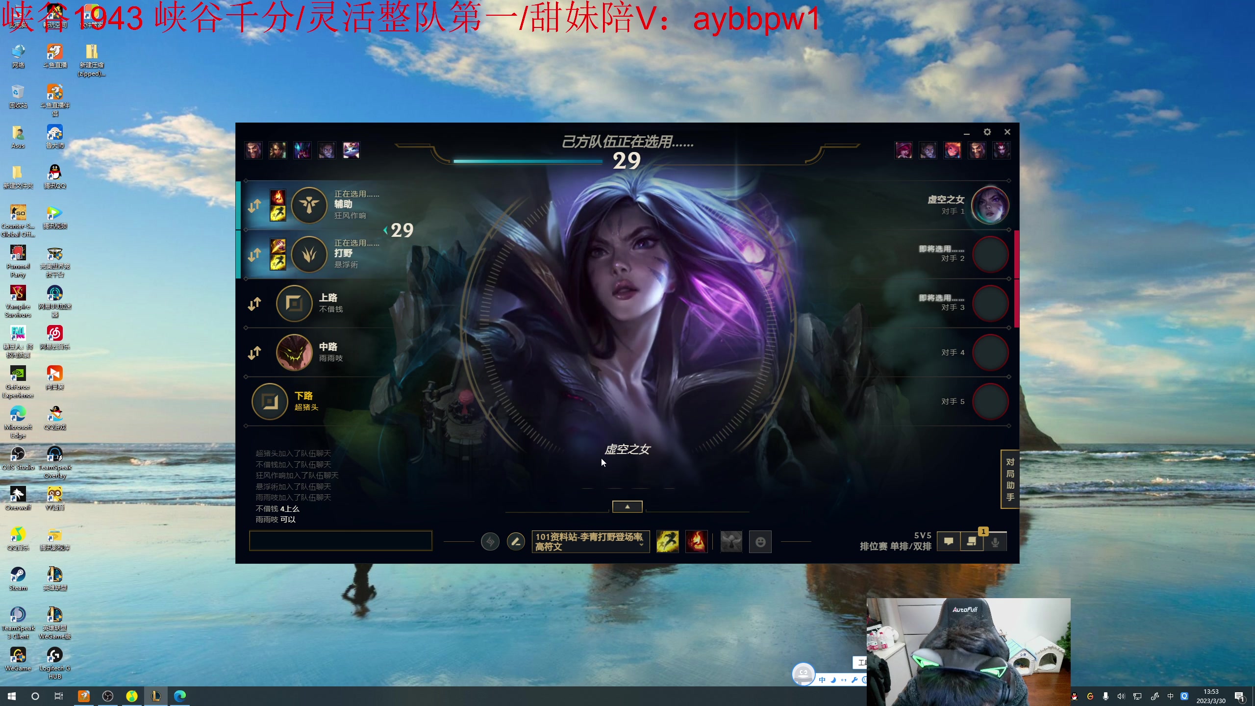 【2023-03-30 13点场】一家之猪ovo：峡谷王者局 go