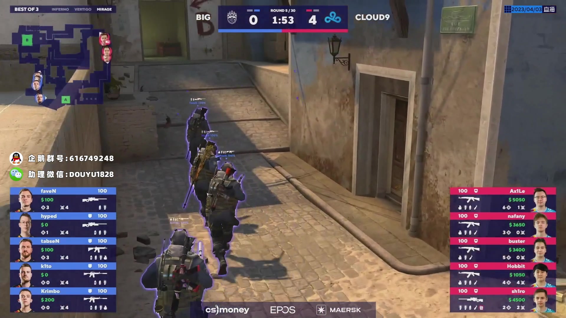【2023-04-03 03点场】CSGO百岁三：Blast Cloud9 vs BIG