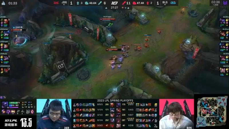 2023LPL春季赛BLG VS JDG 团战BLG辅助秀