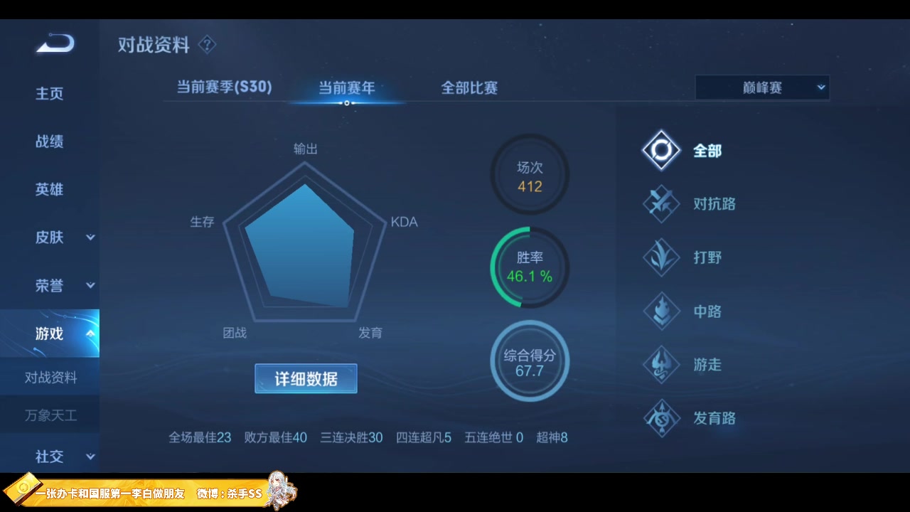 【2023-04-09 01点场】不可一世杀手：冲荣耀51星＋2000分
