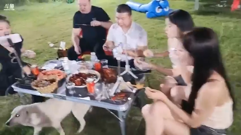 肖哥看鱼总做烧烤很厉害啊，美女妹妹送饮料很好