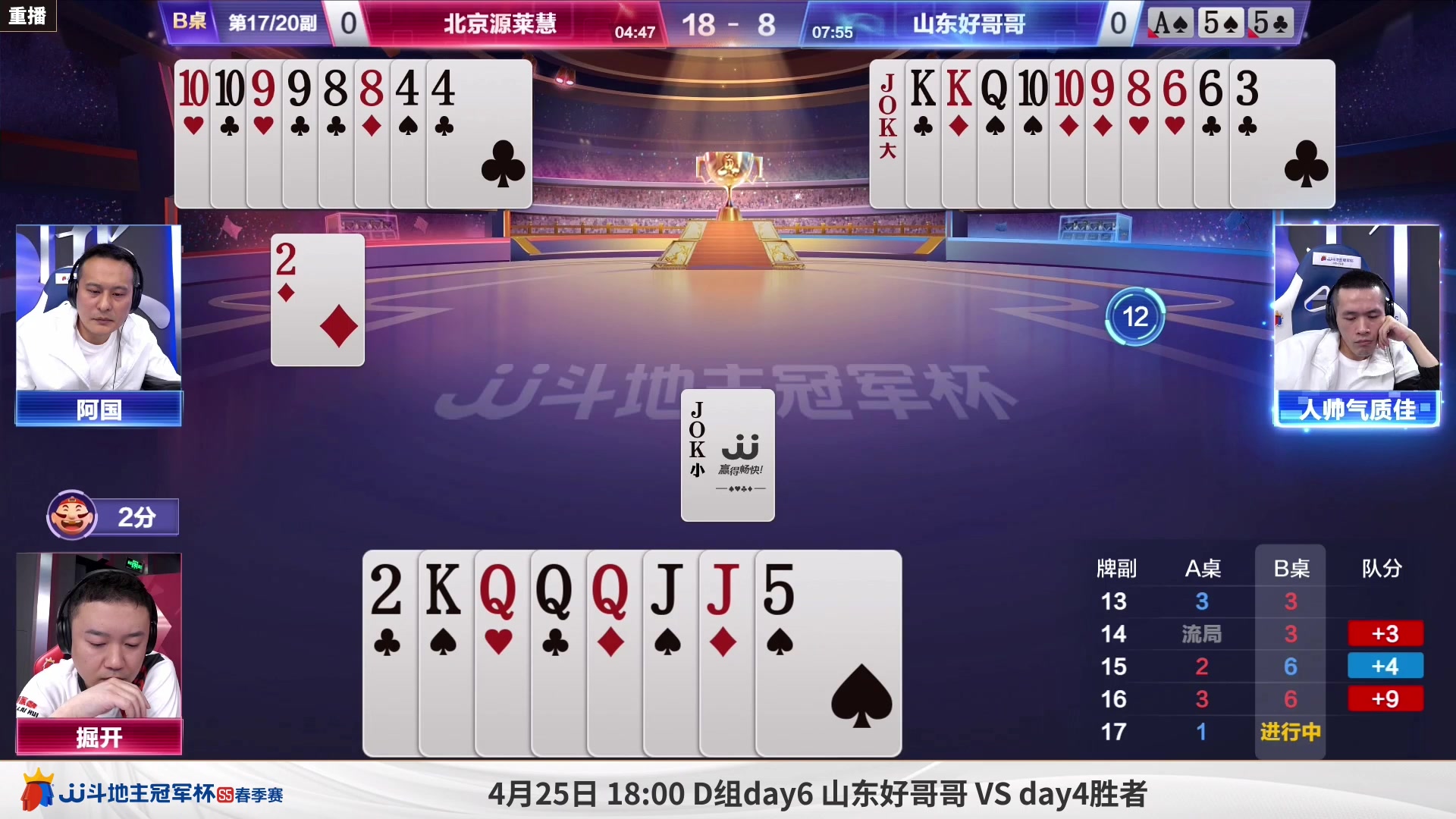 【2023-04-22 23点场】JJ斗地主官方：周日18点，K2 VS黄金联盟