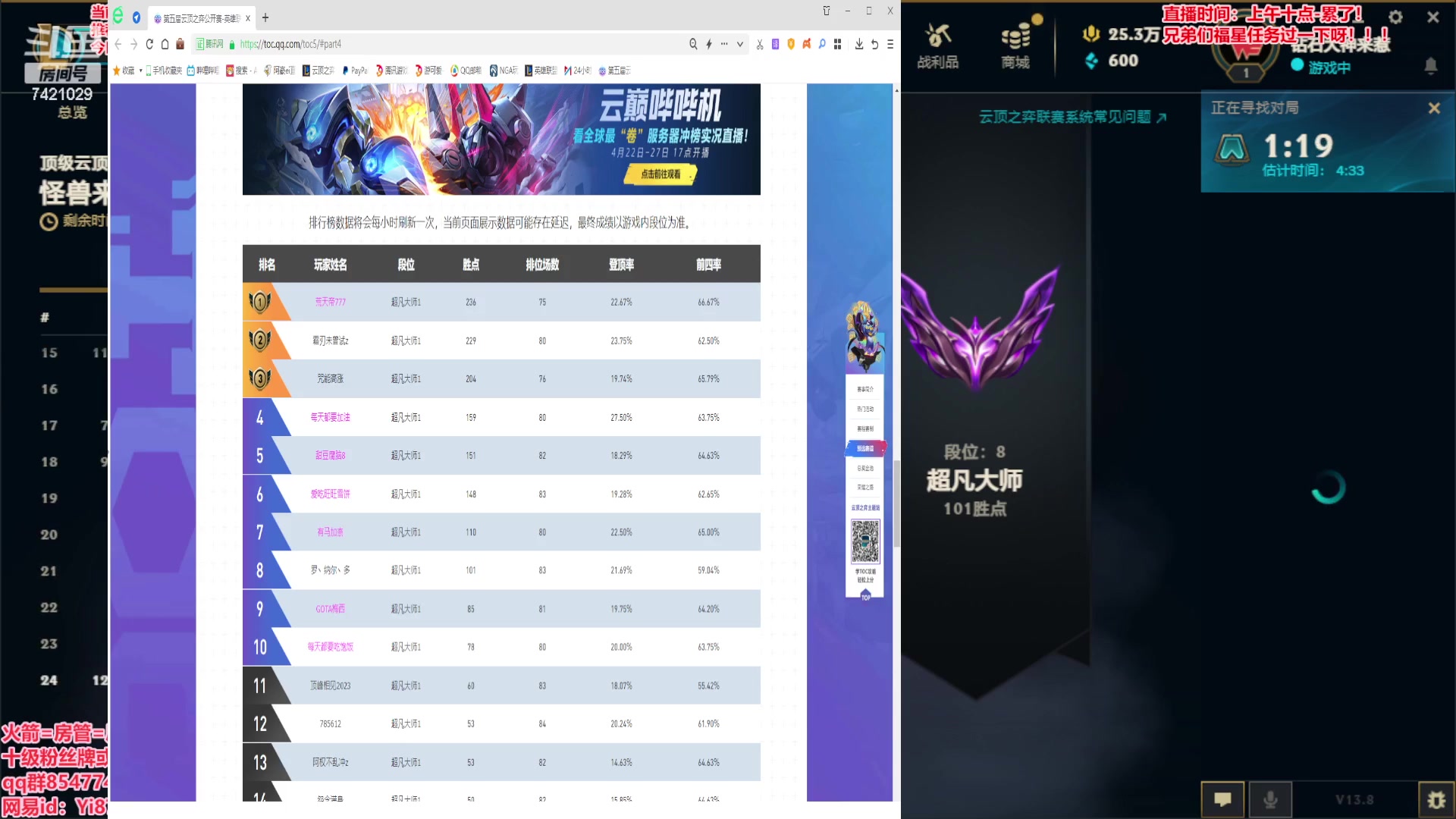 【2023-04-26 19点场】阿豪ei：白金选手大师梦！7421029