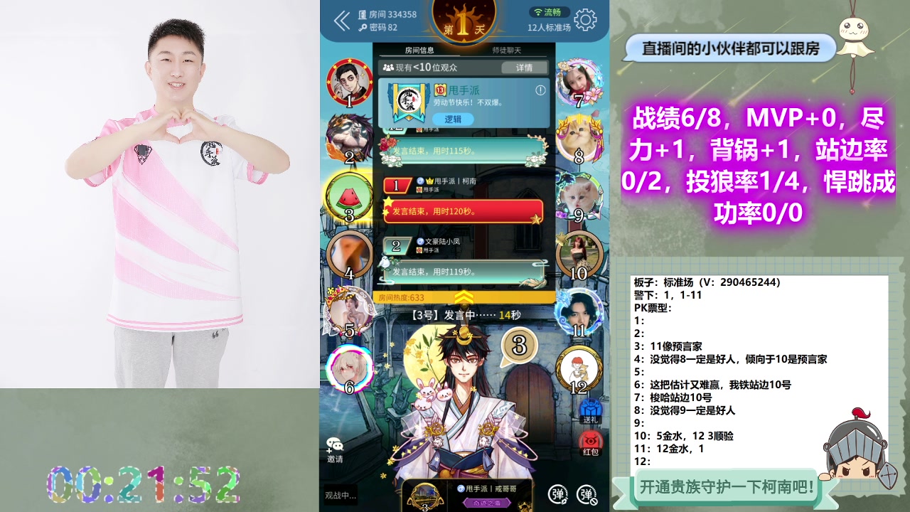 【2023-05-02 00点场】甩手派丨柯南：甩手派加油！#狼人杀官方#