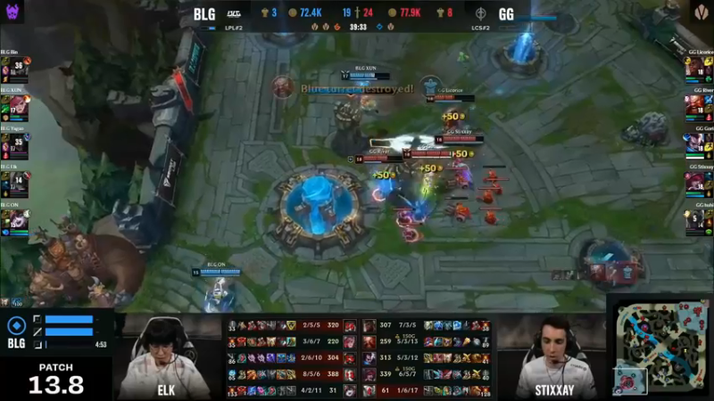 2023季中冠军赛GG一比一BLG，扳回一城