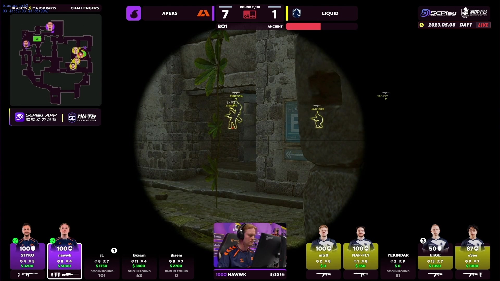 【2023-05-08 20点场】CSGO百岁三：钻石双倍 NIP vs MOUZ