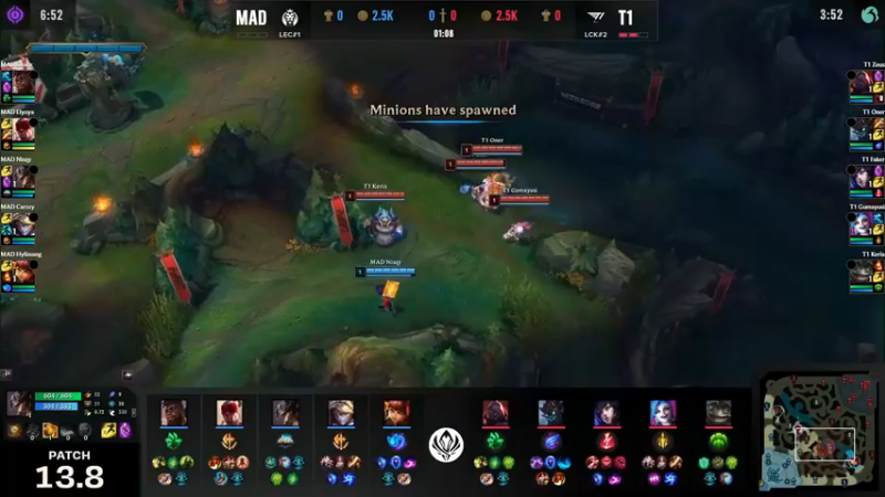 2023季中冠军赛T1 VS MAD  原来塞恩1级抓下的