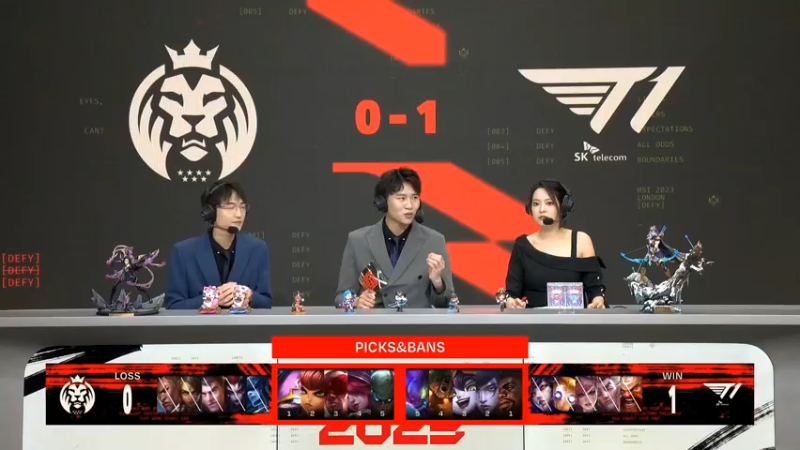 2023季中冠军赛T1 1比0先赢了MAD一把