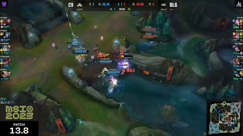 2023季中冠军赛C9 VS BLG，BLG打野xun抢到大龙，好秀
