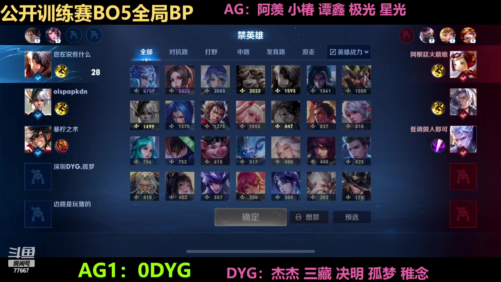【2023-05-12 20点场】北笙：荣耀杯  AG vs DYG