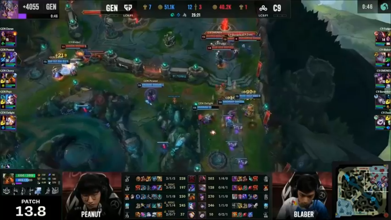 2023季中冠军赛GEN VS C9 ，GEN先胜一局