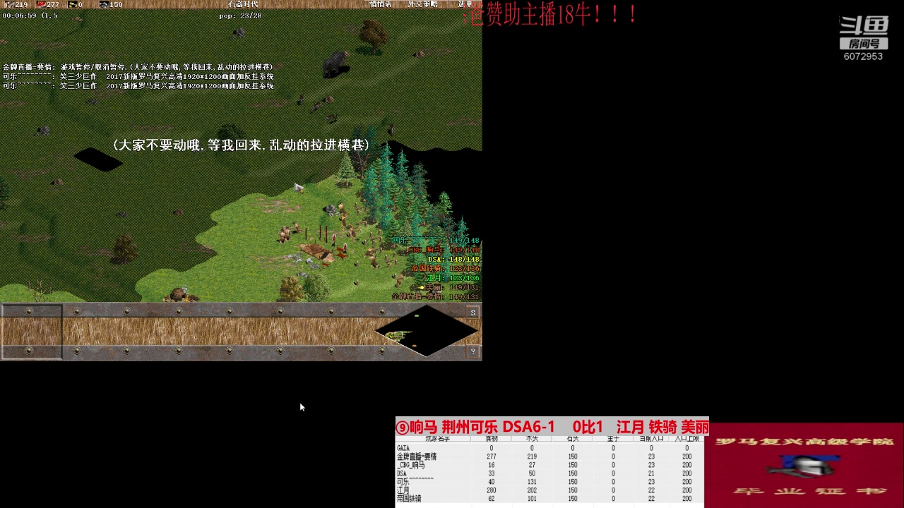 ⑨响马 荆州可乐 DSA6-1    1比3   江月 铁骑 美丽
