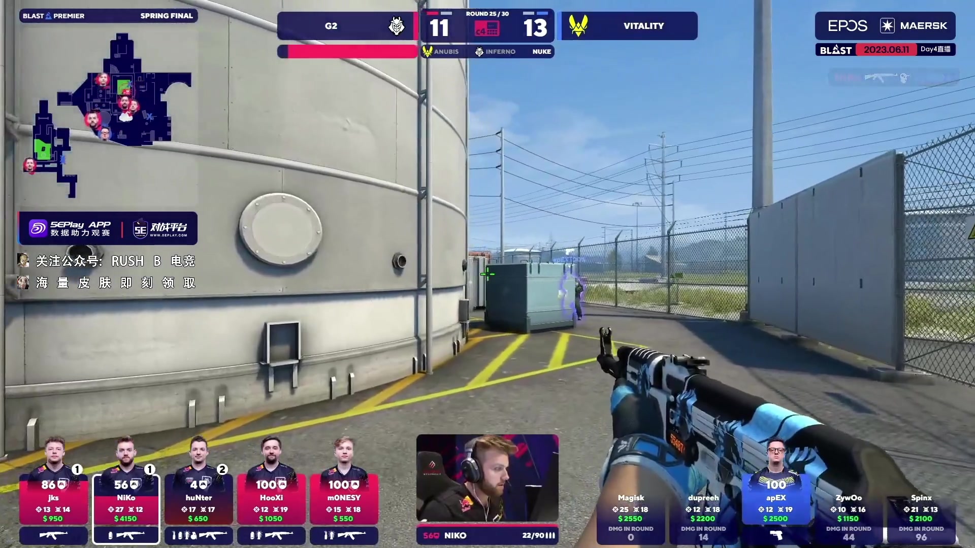 【2023-06-11 09点场】CSGO百岁三：钻粉五倍 半决赛#2 G2 vs VIT