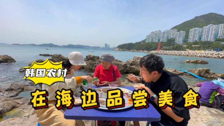 带女友和妈妈在海边品尝美食，紫菜包饭和海胆的搭配，太独特了！