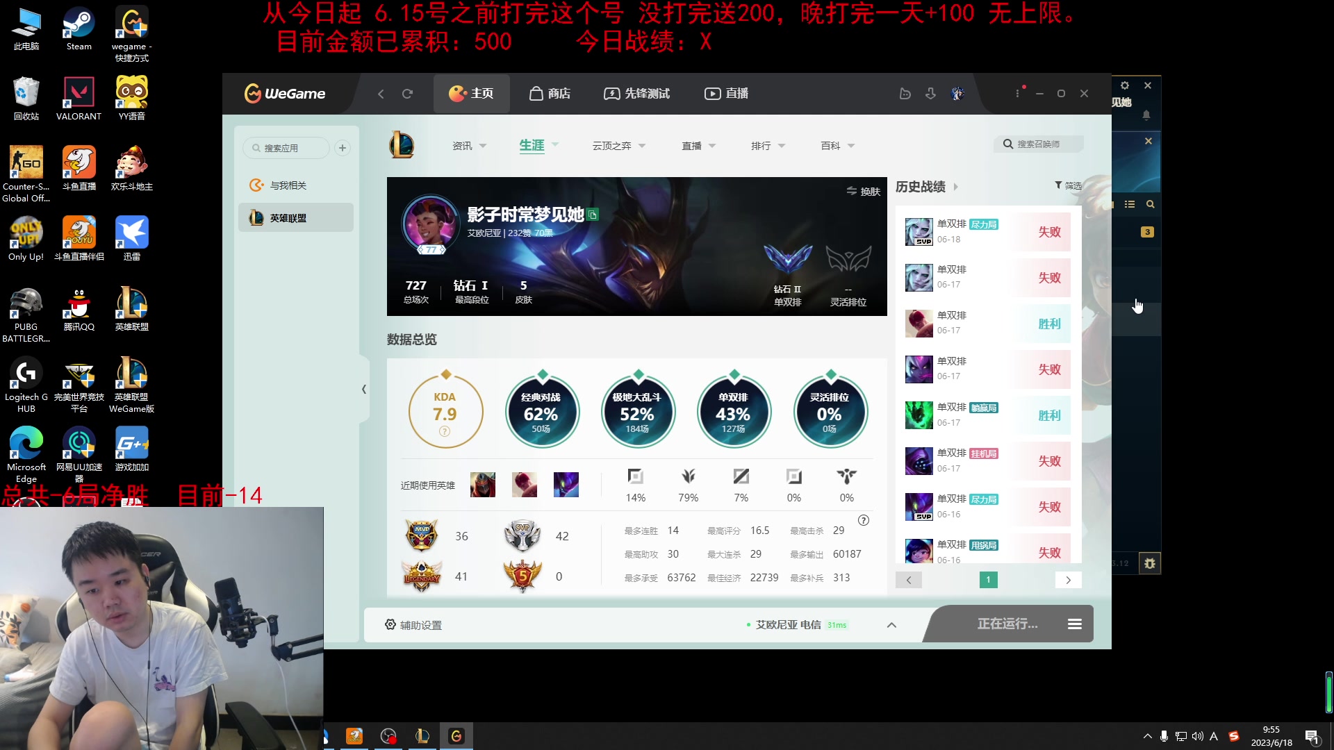 【2023-06-18 09点场】网友张顺飞：6.15打完未完成200迟1天+100