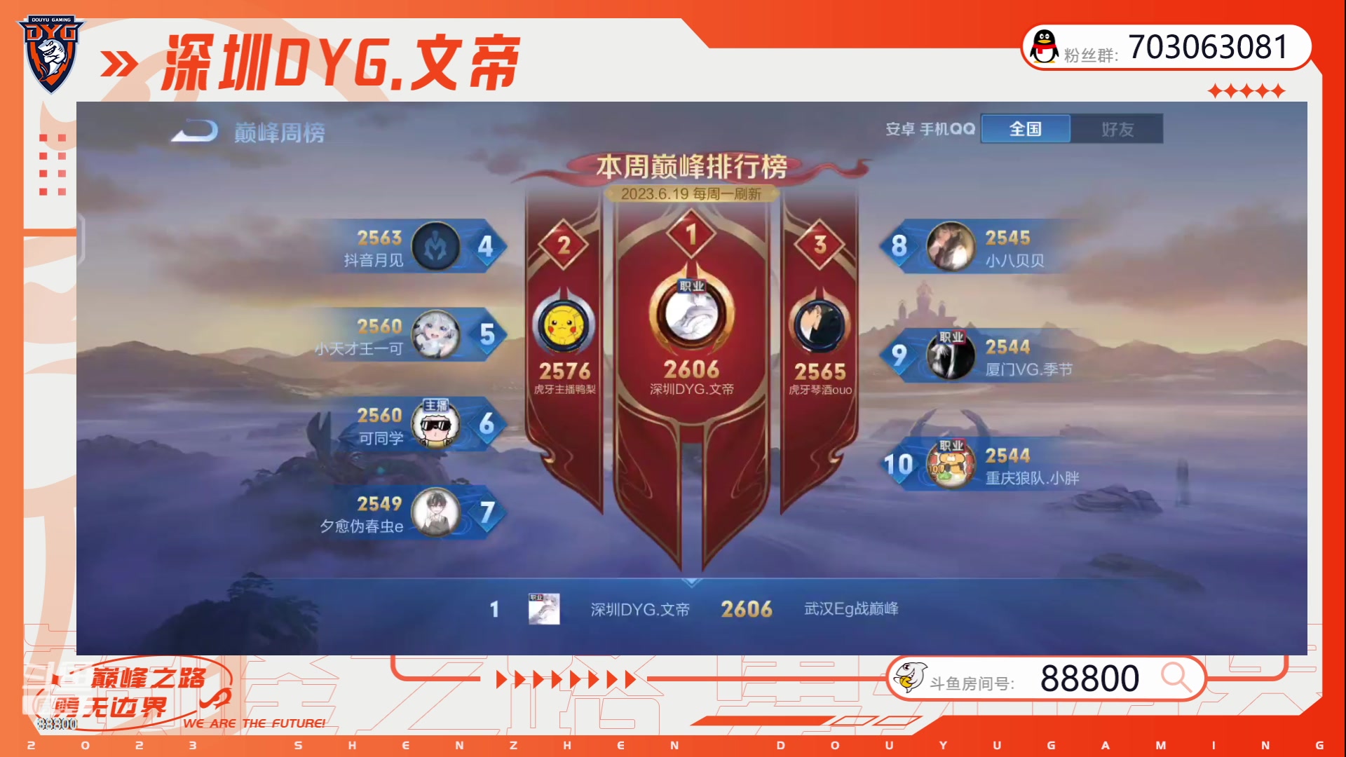 【2023-06-20 19点场】深圳DYG丶文帝：巅峰第一开排