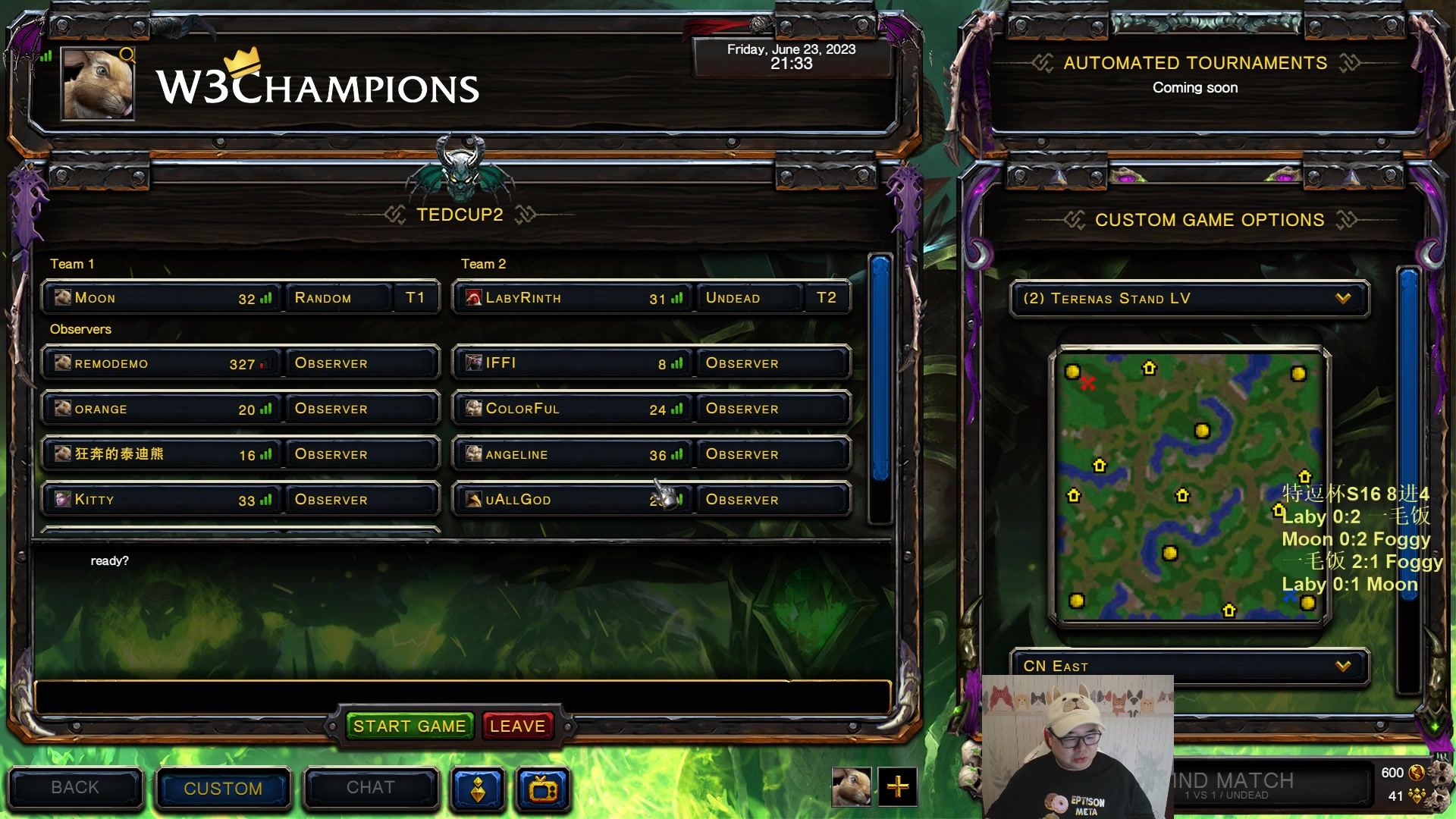 【2023-06-23 20点场】War3TeD：【直播中】特逗杯S16 8进4 Moon