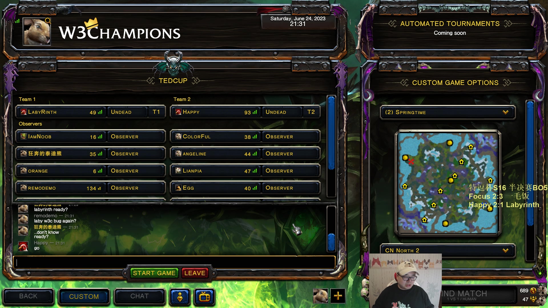 【2023-06-24 20点场】War3TeD：【直播中】特逗杯S16半决赛谁能阻止嗨皮