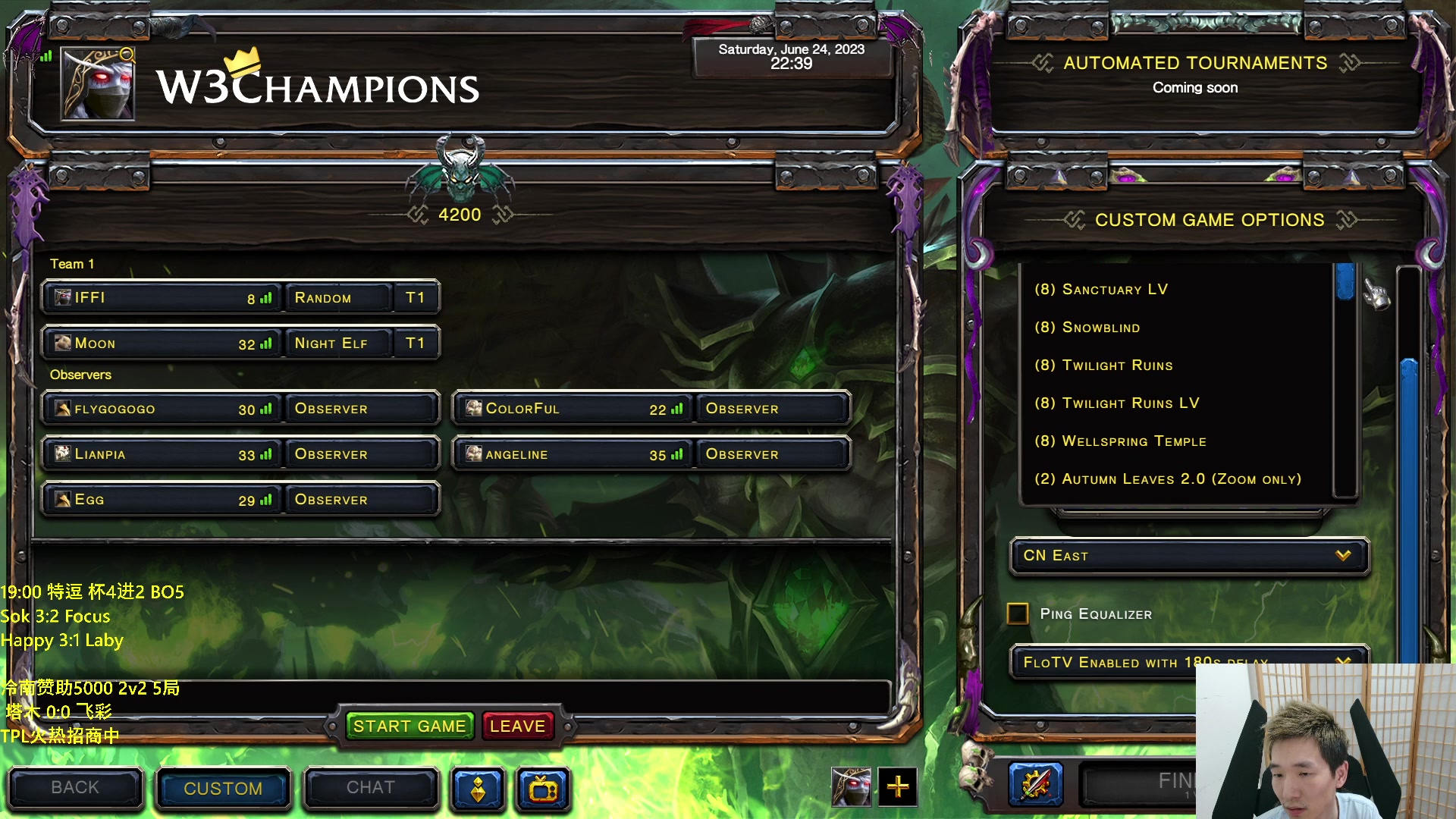 【2023-06-24 22点场】Infi小王：【直播】18:00特逗杯4进2然后塔木2