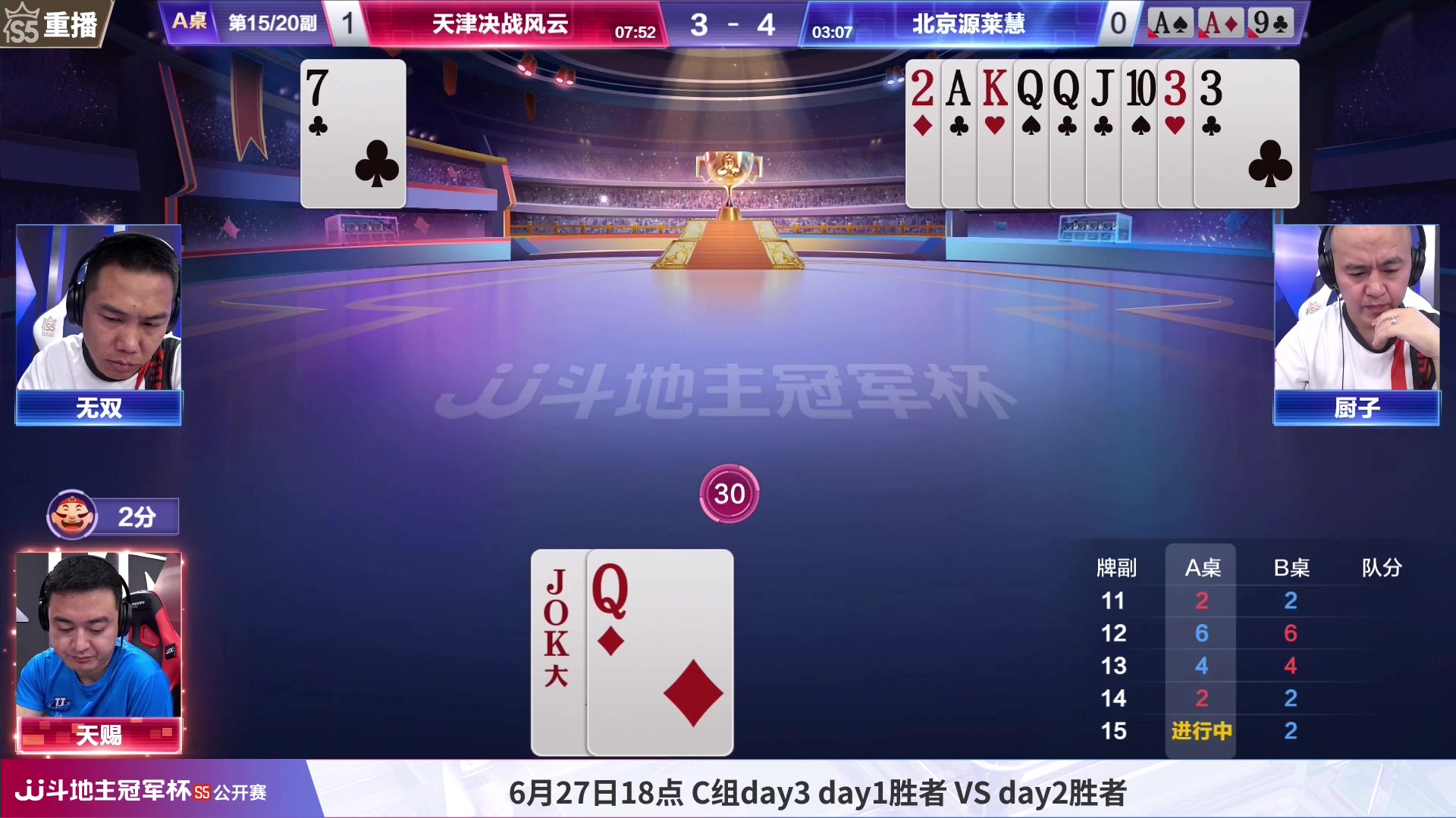 【2023-06-24 23点场】JJ斗地主官方：周天18点，公开赛C组开打