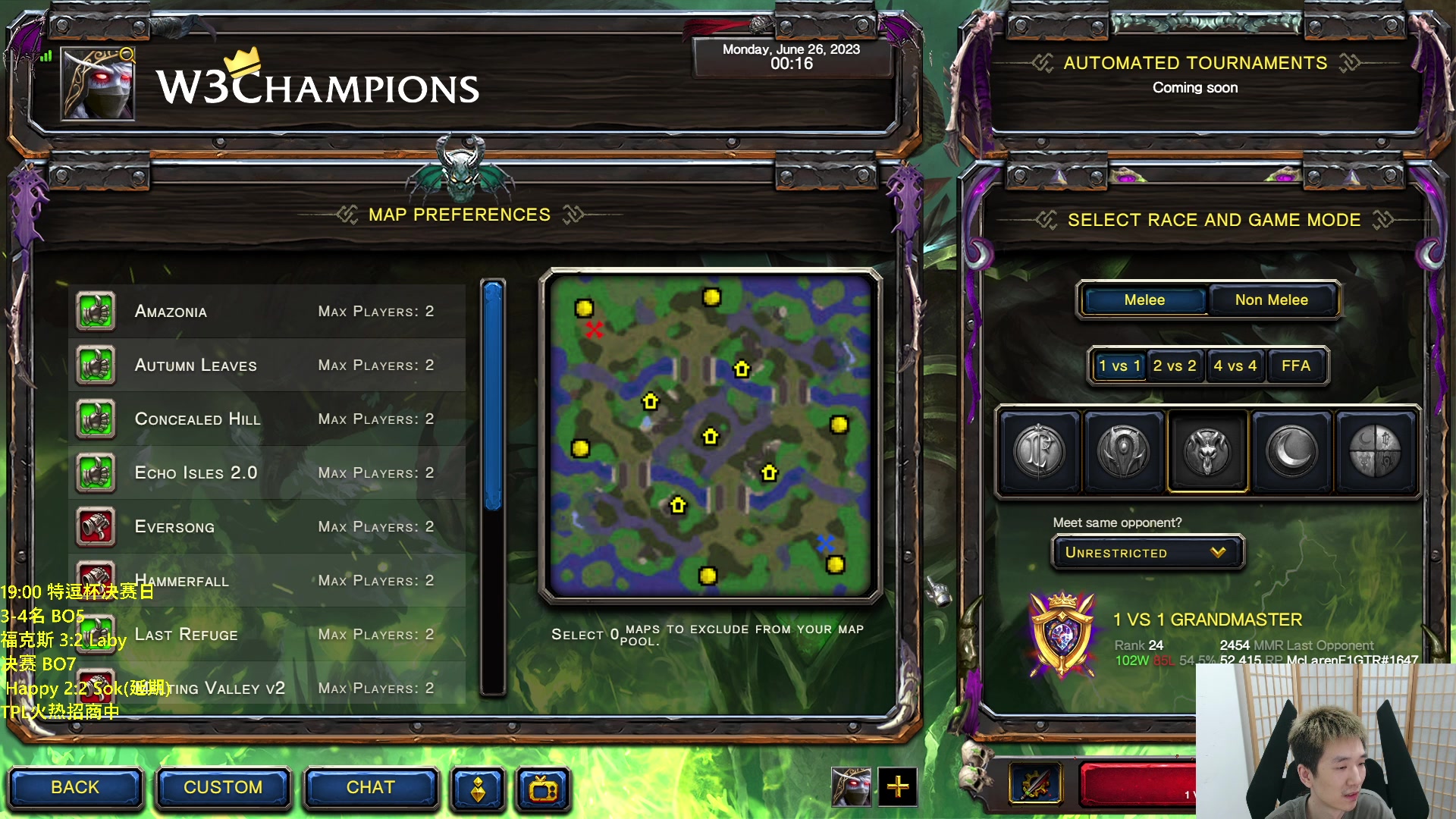 【2023-06-26 00点场】Infi小王：【直播】18:00开播特逗杯决赛日欧毛