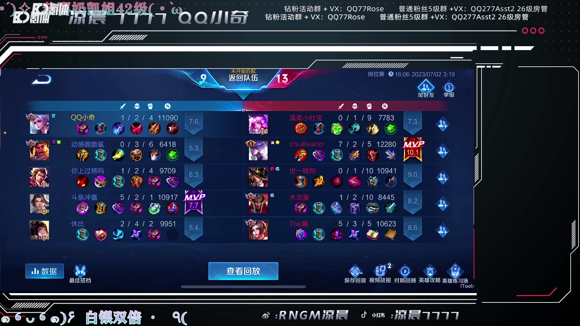 【2023-07-02 02点场】凉晨7777：三年之期已到，回来吧王者粉