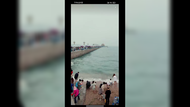 今天很多人在青岛海边看大海，很快乐