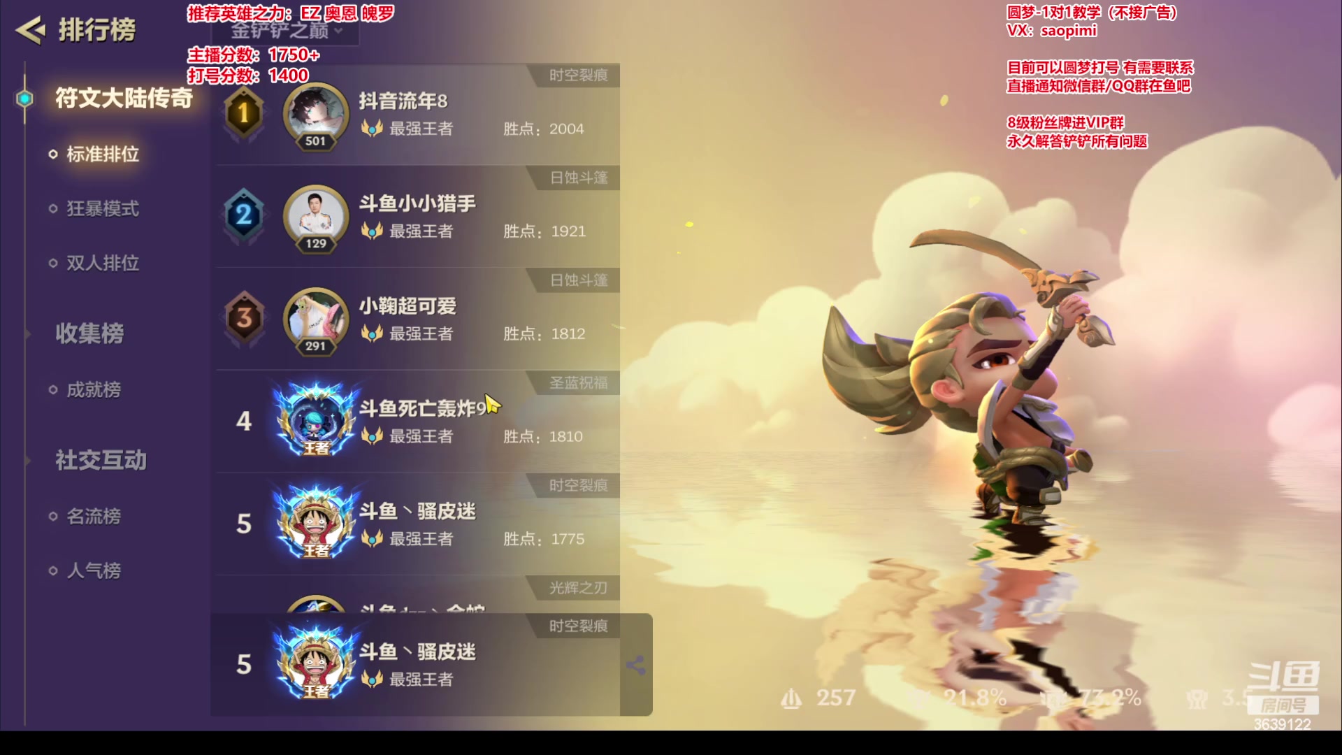 【2023-07-08 20点场】骚皮迷呀：微信区前五 1750+