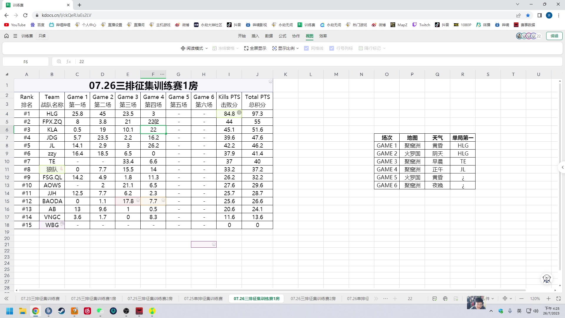 【2023-07-26 15点场】解说嘟师傅：【官方训练赛】顶级单人OB解说