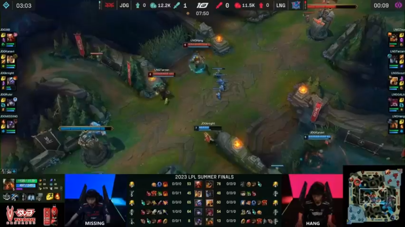 2023LPL夏季赛JDG VS LNG 总决赛，JDG击杀先锋却不敢拿