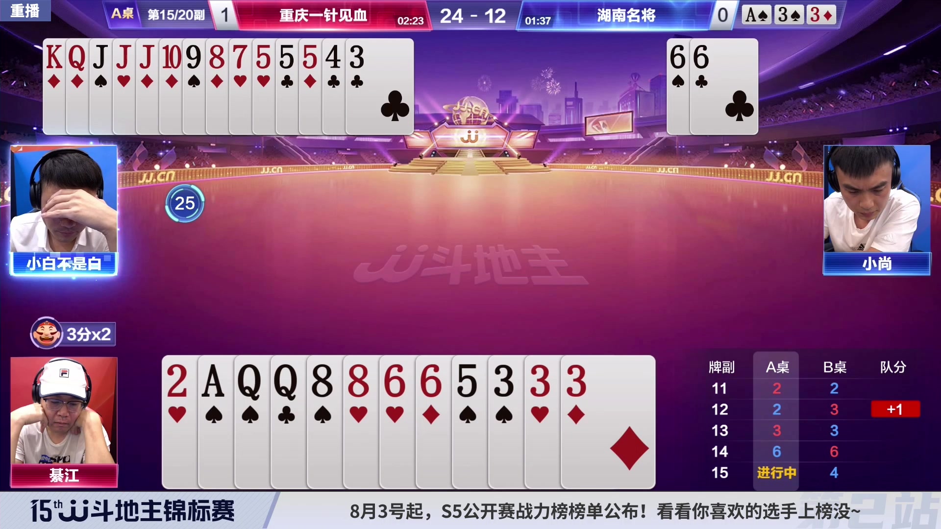 【2023-08-07 10点场】JJ斗地主官方：6至8号15点，锦标赛开启直播