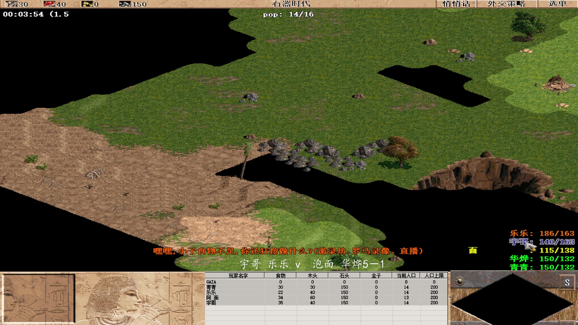 宇哥 乐乐 0 v 3 泡面 华烨5－1