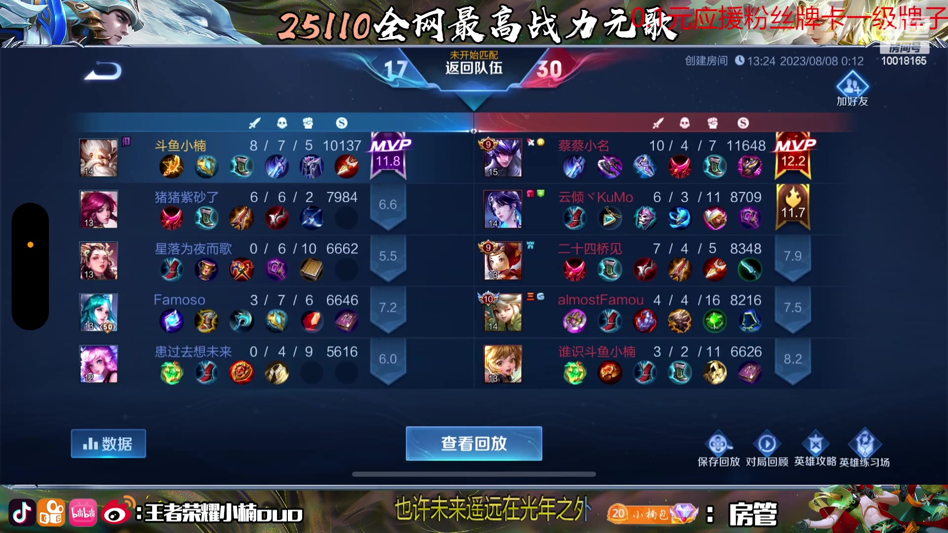 【2023-08-08 00点场】小楠ouo：努力成为楠神的第一天