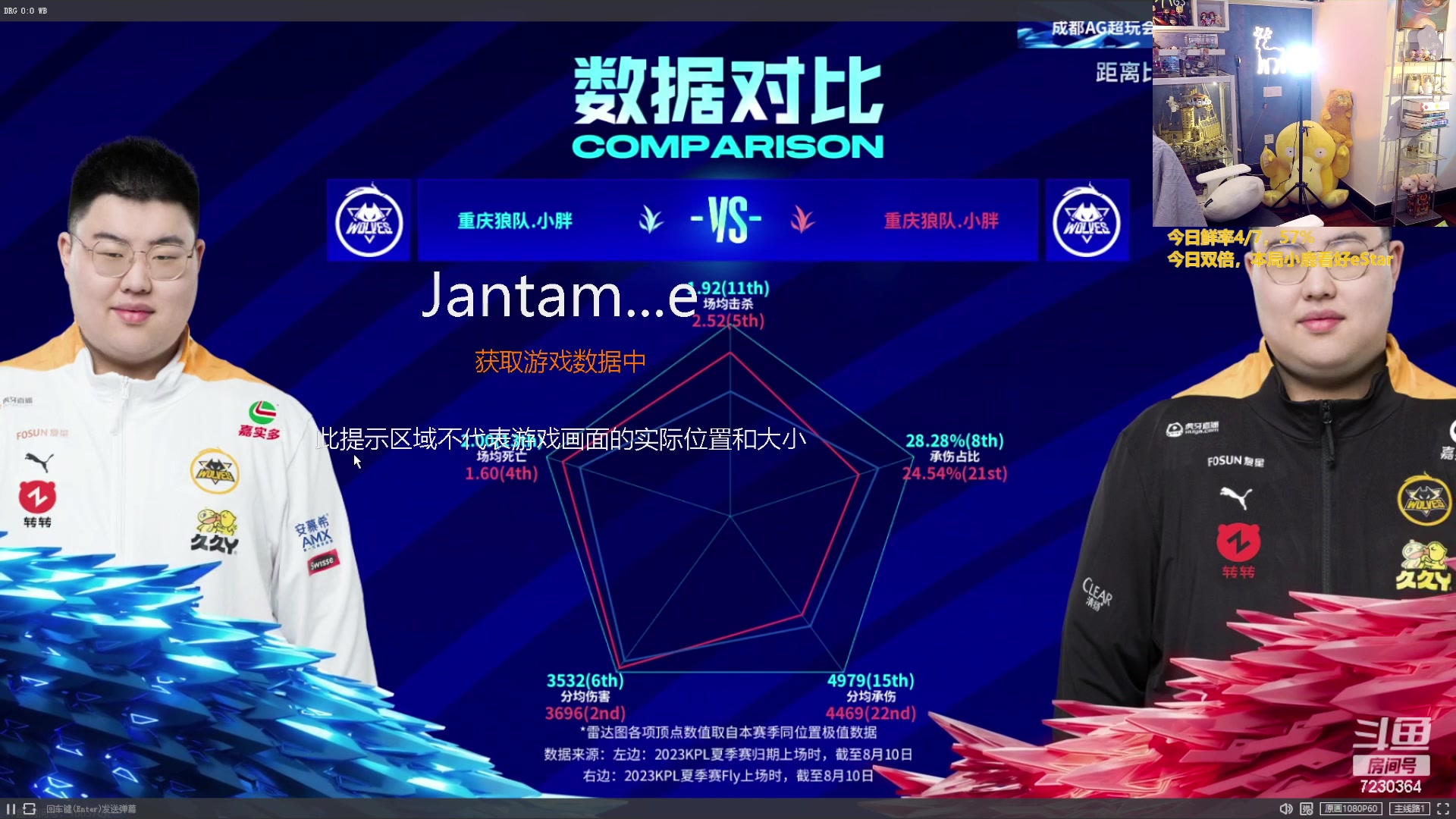 【2023-08-12 19点场】解说小鹿呀：双倍：AG vs 狼