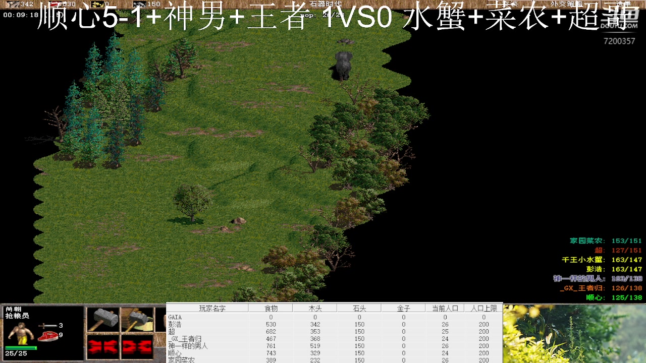 顺心5-1+神男+王者3VS0 水蟹+菜农+超哥