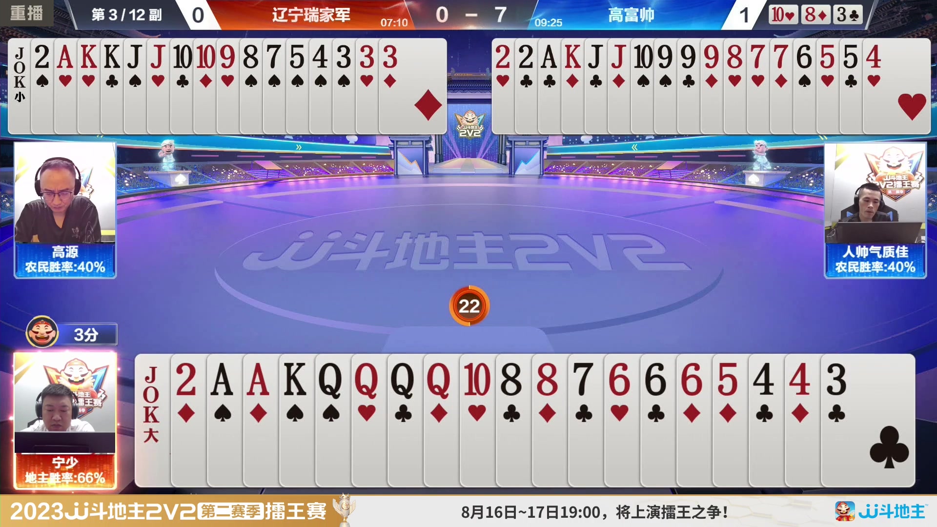 【2023-08-15 08点场】JJ斗地主官方：周三至周四19点，擂王争夺打响