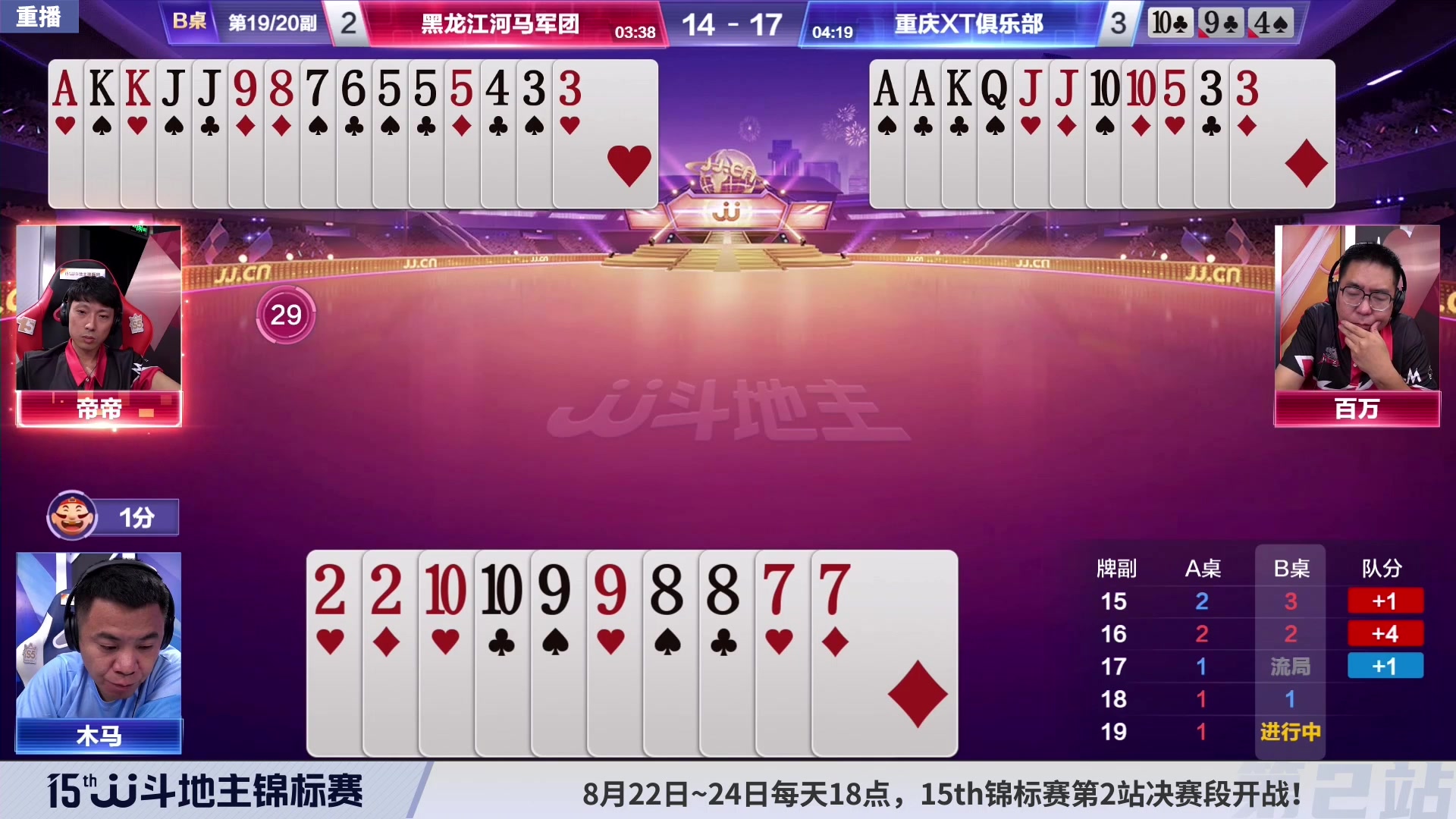 【2023-08-23 08点场】JJ斗地主官方：周二-周四18点，锦标决赛开打