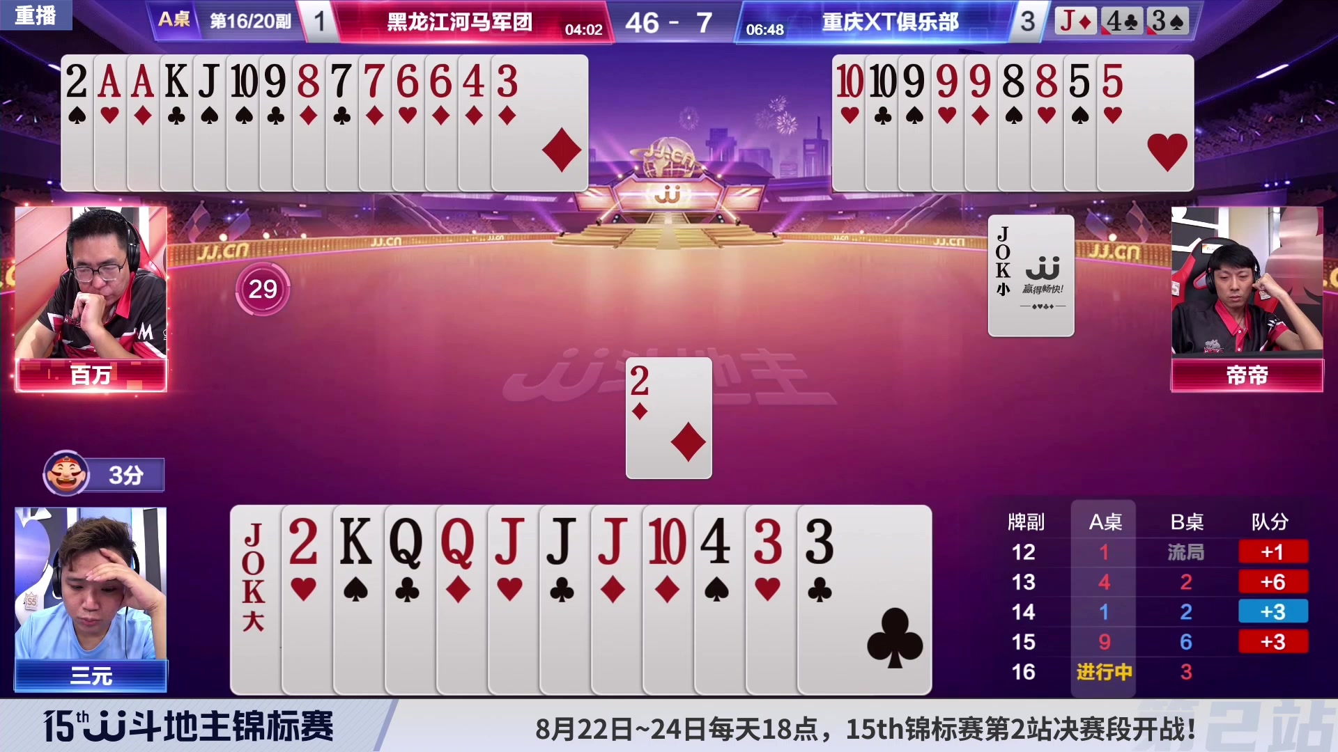 【2023-08-23 02点场】JJ斗地主官方：周二-周四18点，锦标决赛开打