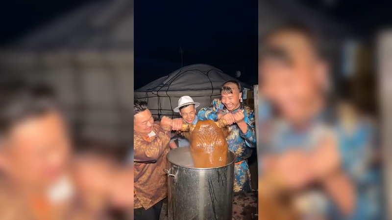 大哥请兄弟们吃牛头，这美食美滋滋