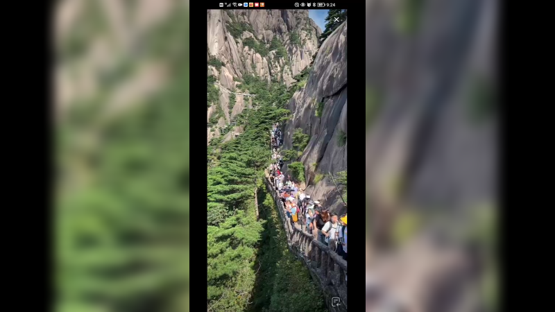 今天来黄山的人很多啊，路上人挤人，学生都免费啊