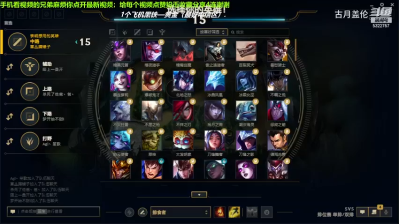 中单盖伦对线中单冰霜女巫，小压1级.