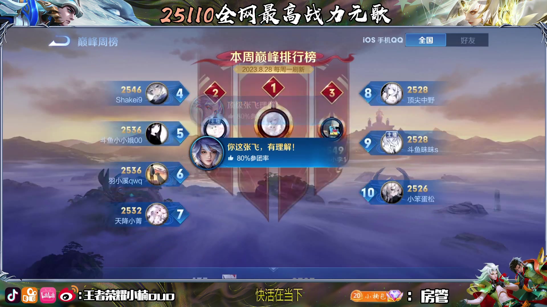 【2023-08-31 20点场】小楠ouo：冷静自信冷静心态