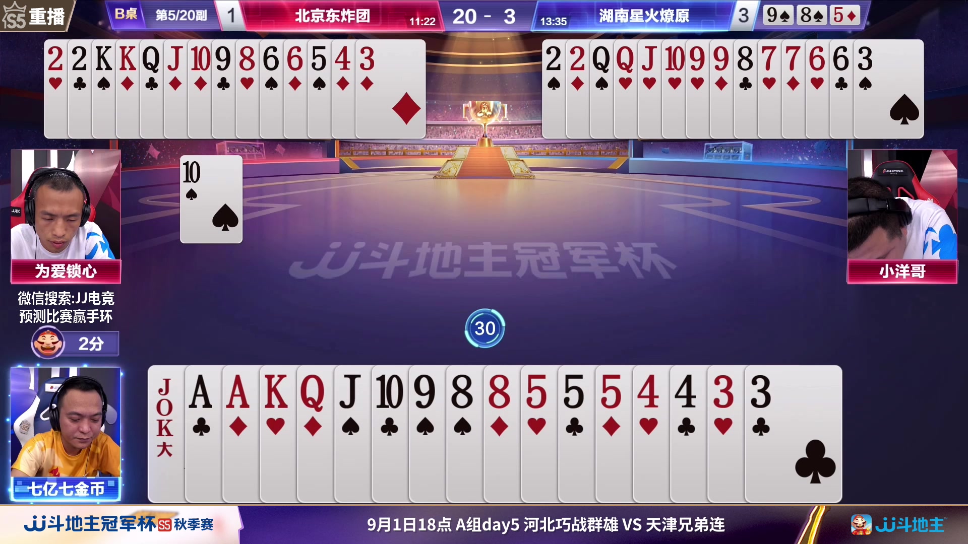 【2023-09-03 07点场】JJ斗地主官方：周日18点，A组最后一战！