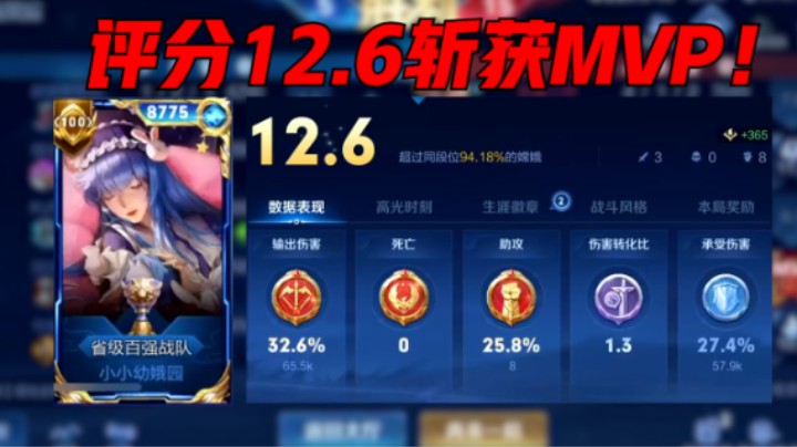 【小小娥】小小娥巅峰赛2148分全程游走，极限反杀，12.6评分斩获MVP!