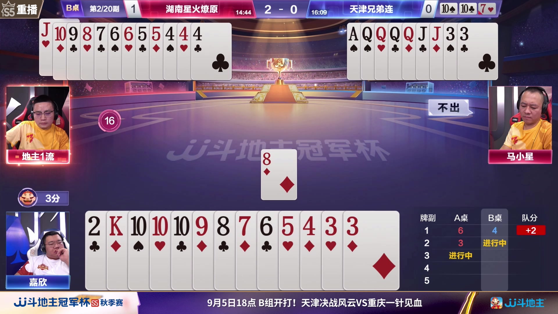 【2023-09-05 03点场】JJ斗地主官方：周二18点决战风云VS一针见血