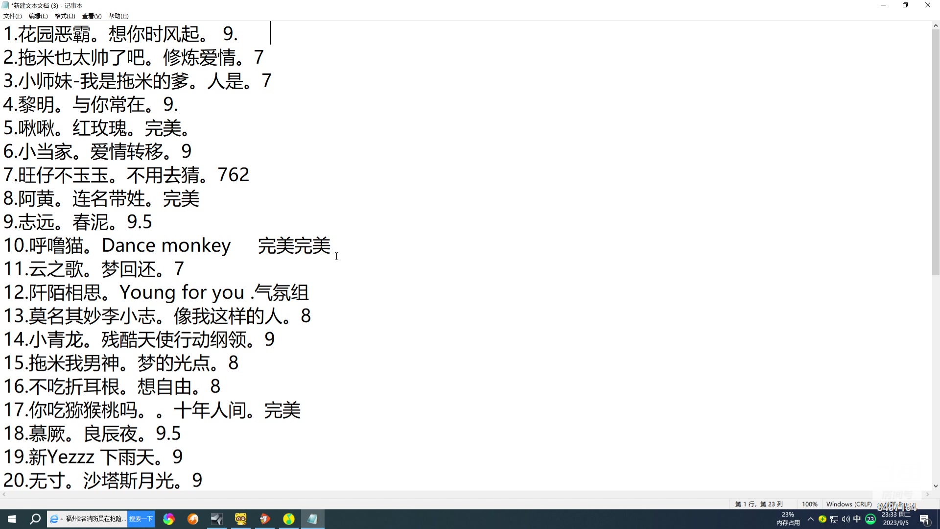 【2023-09-05 22点场】WE丶994：8点钟。。歌友会。。。