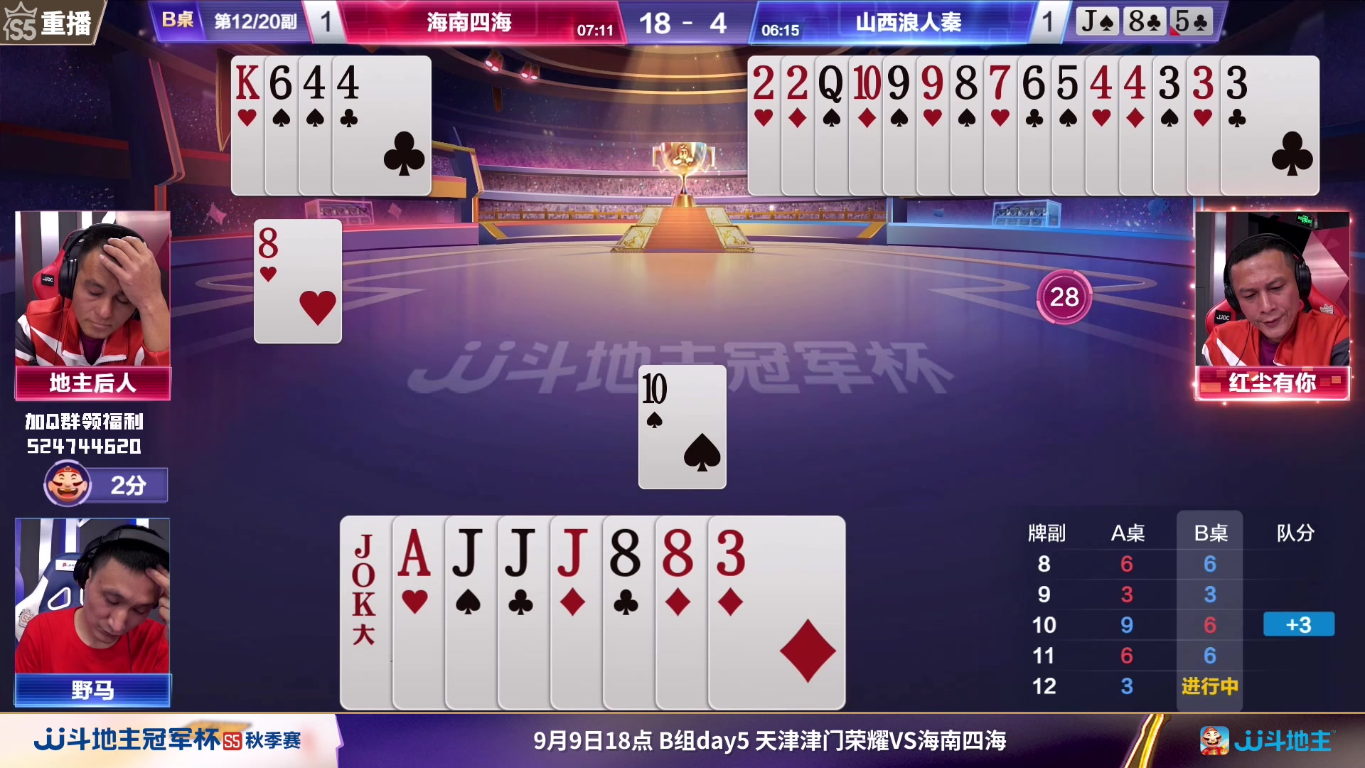【2023-09-09 01点场】JJ斗地主官方：周六18点，津门荣耀战海南四海