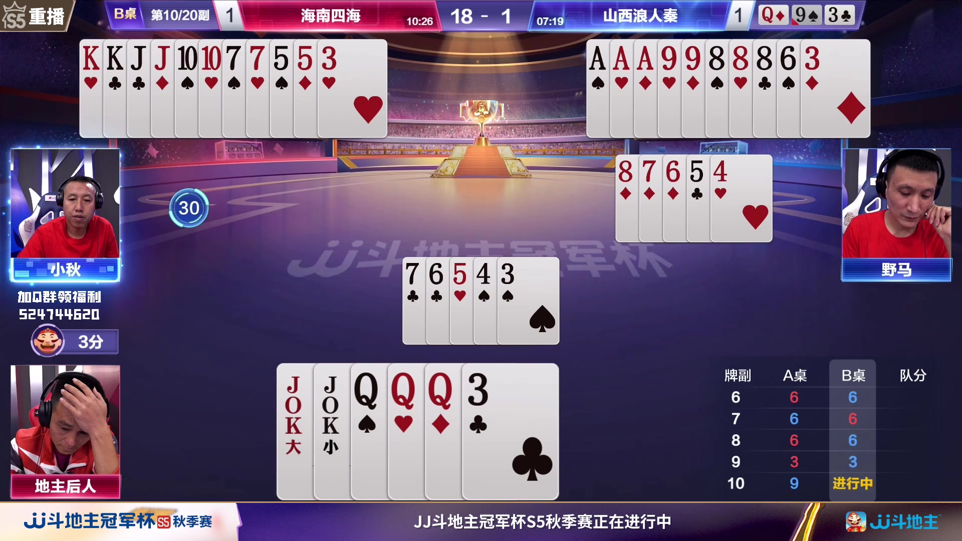 【2023-09-09 07点场】JJ斗地主官方：周六18点，津门荣耀战海南四海