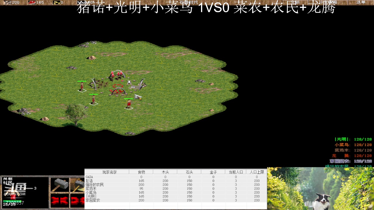 猪诺+光明+小菜鸟 3VS0 菜农+农民+龙腾